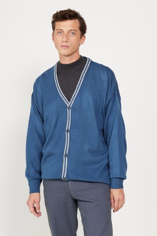 Cárdigan regular fit - Índigo y gris