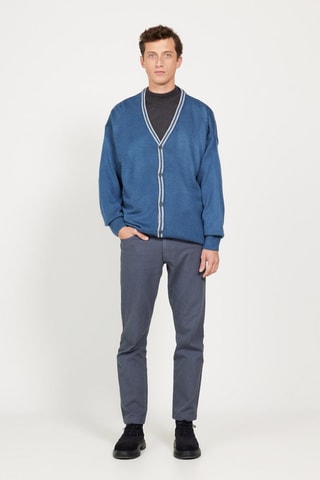 Cárdigan regular fit - Índigo y gris