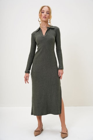 Vestido polo regular fit - Caqui
