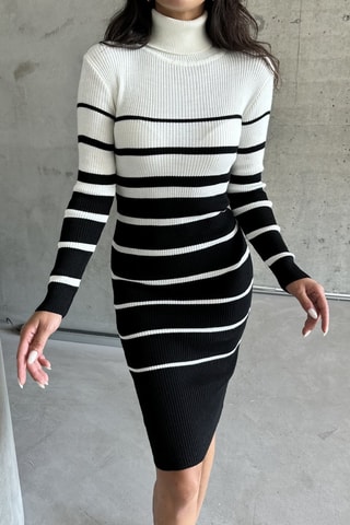 Vestido jersey - Negro y blanco