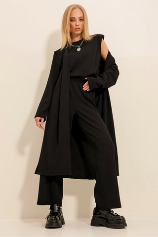 Cárdigan y pantalón - Negro