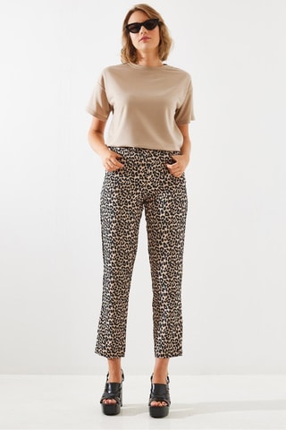 Pantalón regular fit - Beige y marrón