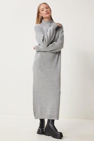 Vestido jersey regular fit de lana - Gris