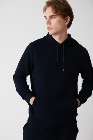 Sudadera regular fit con capucha - Azul marino