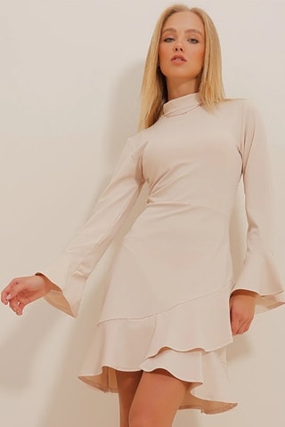Vestido avolantado regular fit - Beige