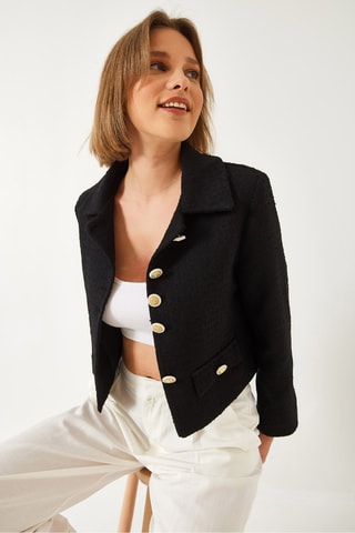 Chaqueta de tweed - Negro