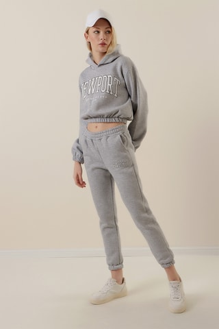 Sudadera corta con capucha - Gris