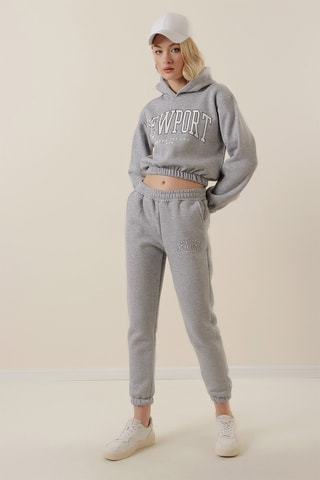 Sudadera corta con capucha - Gris