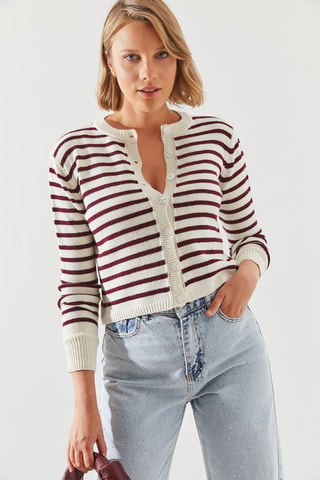 Gilet - Écru et bordeaux