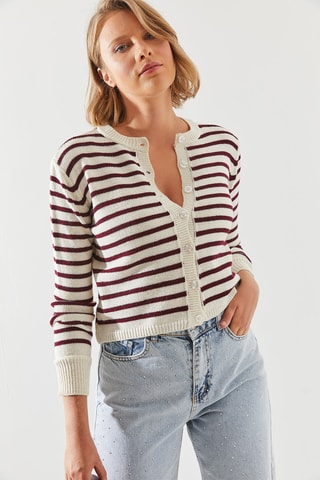 Gilet - Écru et bordeaux