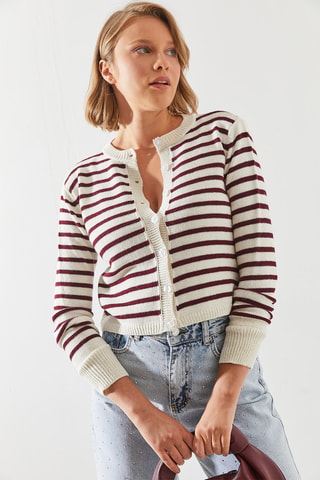 Gilet - Écru et bordeaux