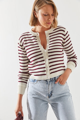 Gilet - Écru et bordeaux