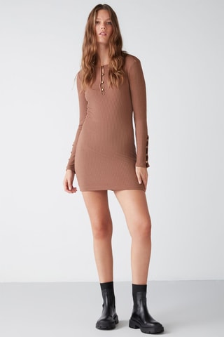 Vestido corto - Marrón