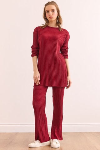 Túnica y pantalón palazzo - Burdeos