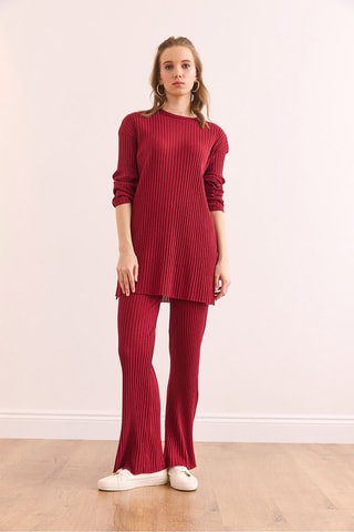 Túnica y pantalón palazzo - Burdeos