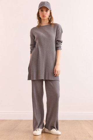 Túnica y pantalón palazzo - Antracita