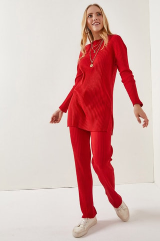 Túnica y pantalón palazzo - Rojo