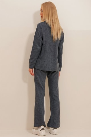 Blusa regular fit y pantalón palazzo - Antracita
