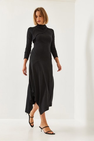 Vestido asimétrico regular fit - Negro