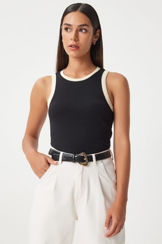 Camiseta de tirantes - Negro y beige
