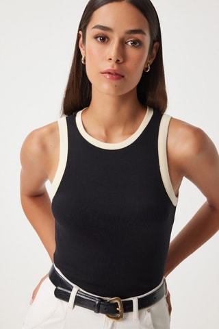 Camiseta de tirantes - Negro y beige