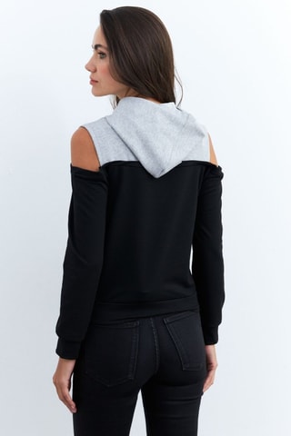 Sudadera con capucha - Negro y gris