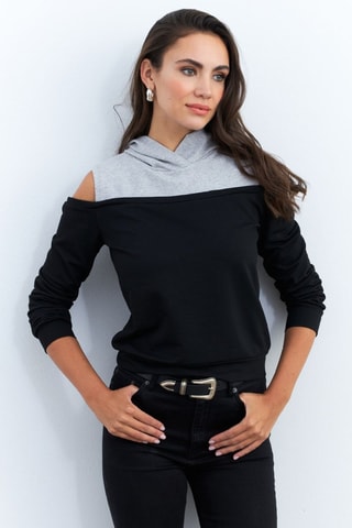 Sudadera con capucha - Negro y gris