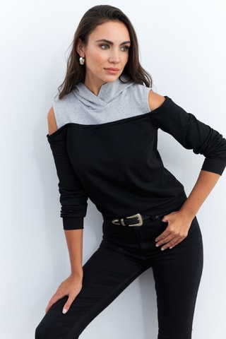 Sudadera con capucha - Negro y gris