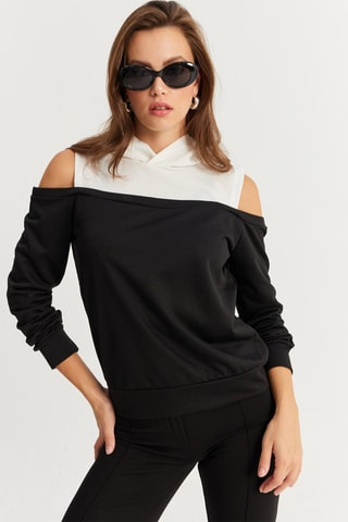 Sudadera con capucha - Negro y blanco