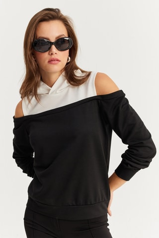 Sudadera con capucha - Negro y blanco