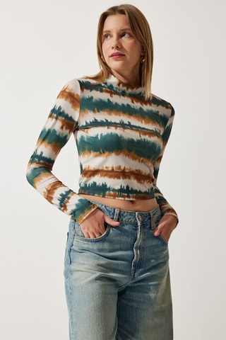 Top - Beige y verde oscuro