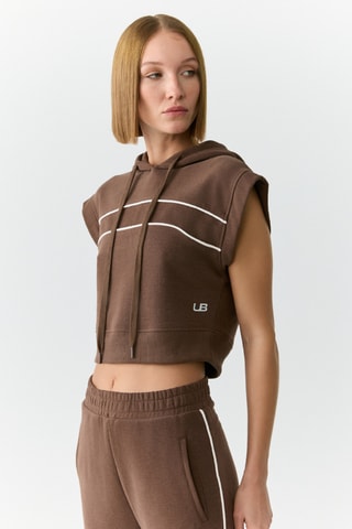 Crop top con capucha - Marrón