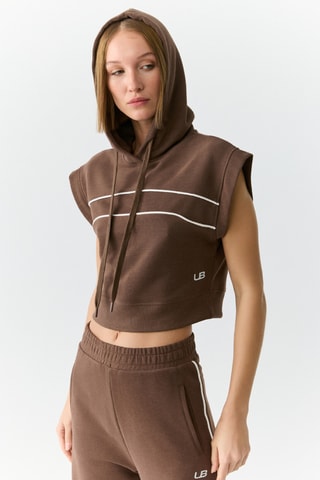 Crop top con capucha - Marrón
