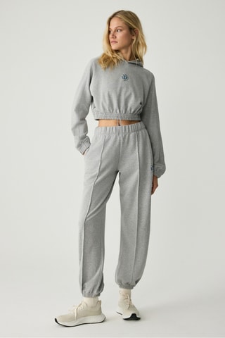Sudadera corta con capucha - Gris