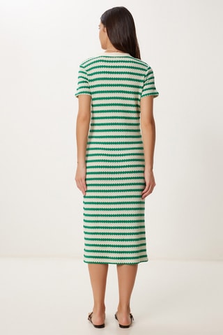 Vestido recto - Verde y beige