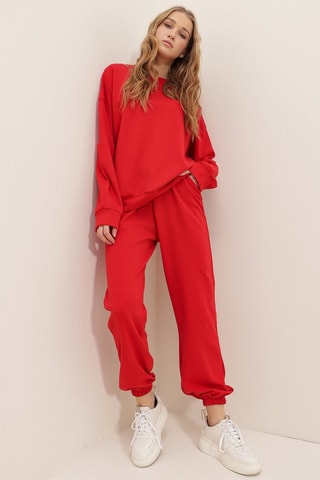Sudadera regular fit y pantalón de chándal - Rojo