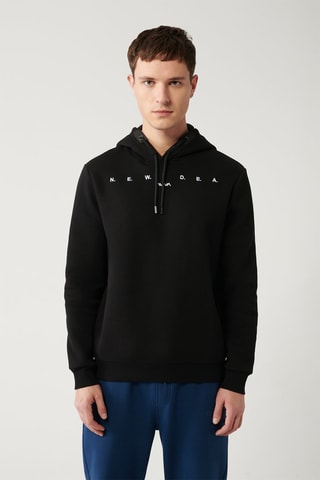 Sudadera regular fit con capucha - Negro y blanco