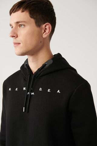 Sudadera regular fit con capucha - Negro y blanco