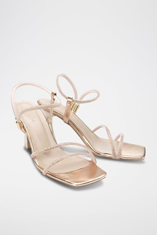 Sandalias con brillo de tacón - Rosa