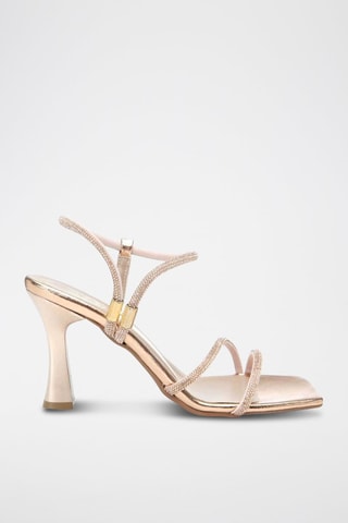 Sandalias con brillo de tacón - Rosa