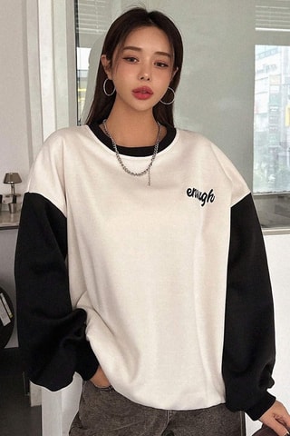 Sudadera oversize - Blanco y negro