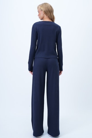Camiseta y pantalón palazzo de tiro alto - Azul marino