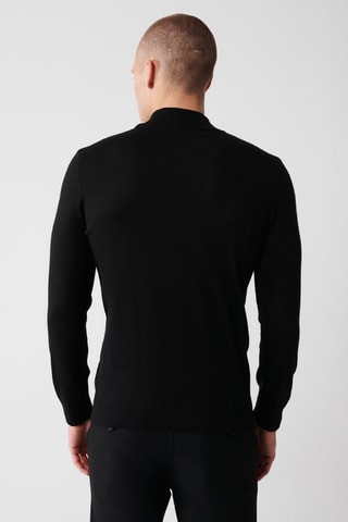 Jersey regular fit de lana - Negro y gris
