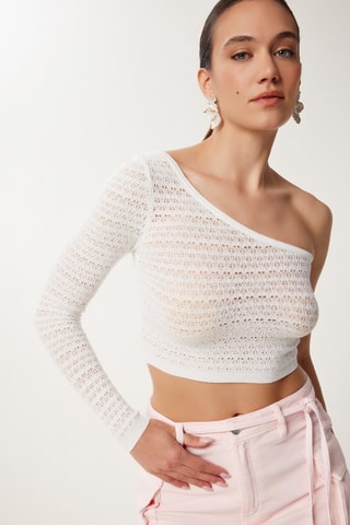 Crop top asimétrico - Blanco