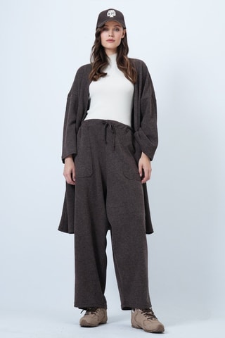 Cárdigan largo y pantalón - Marrón
