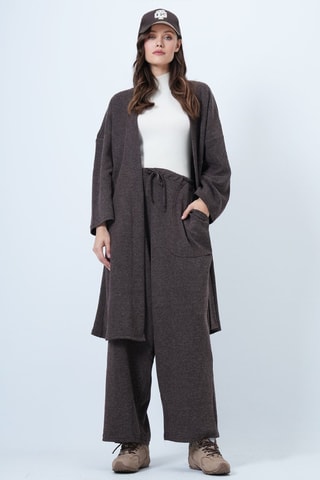 Cárdigan largo y pantalón - Marrón