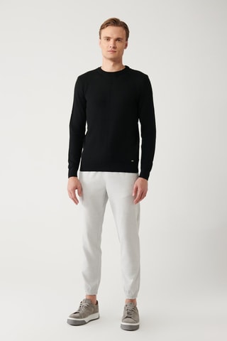 Jersey regular fit de lana - Negro