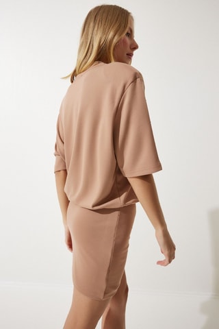 Vestido efecto doble prenda - Camel