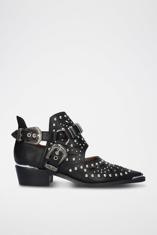 Bottines en cuir - Argenté et noir