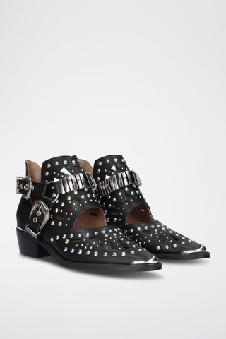 Bottines en cuir - Argenté et noir